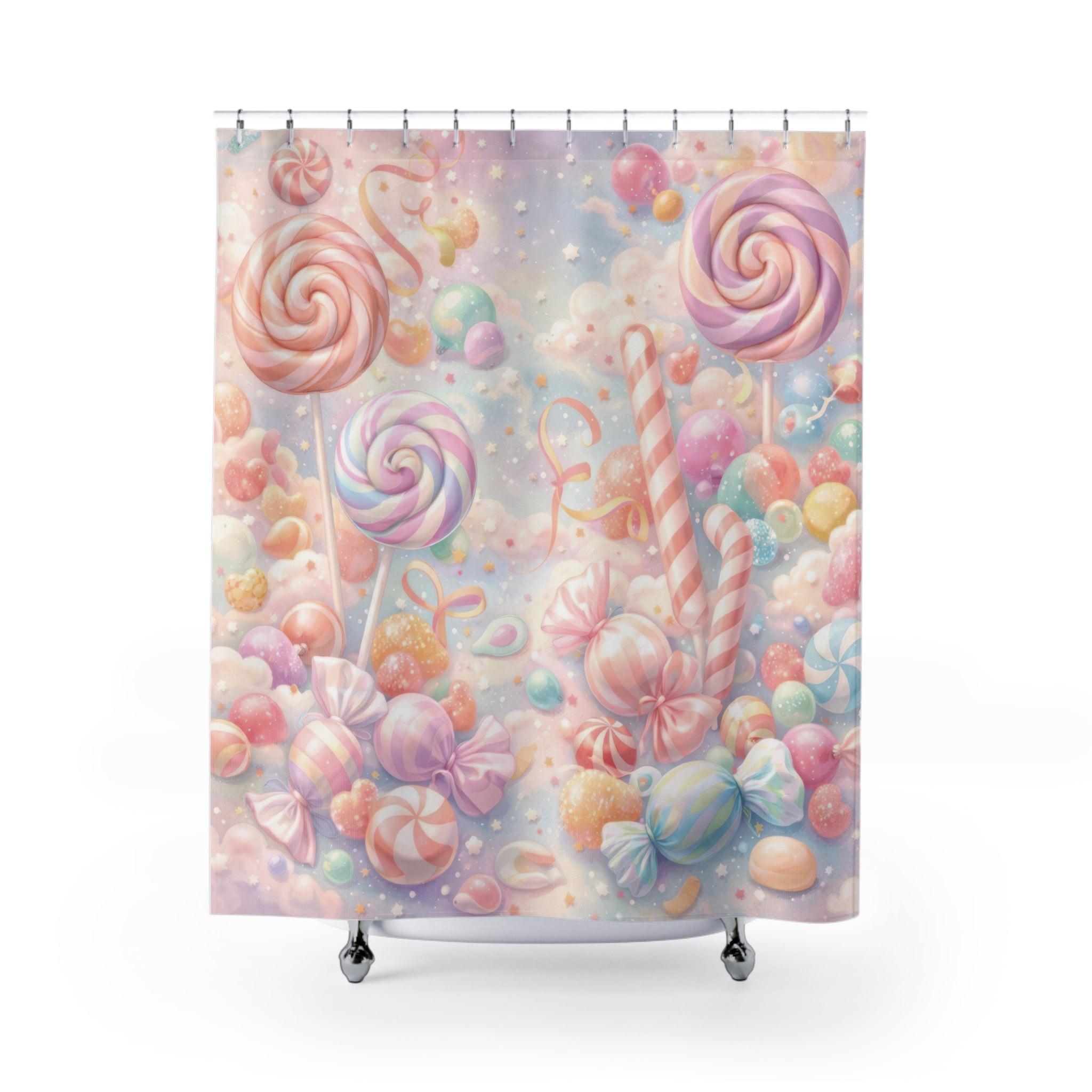 Kids Candy Shower Curtain – Rainbow Lollipop