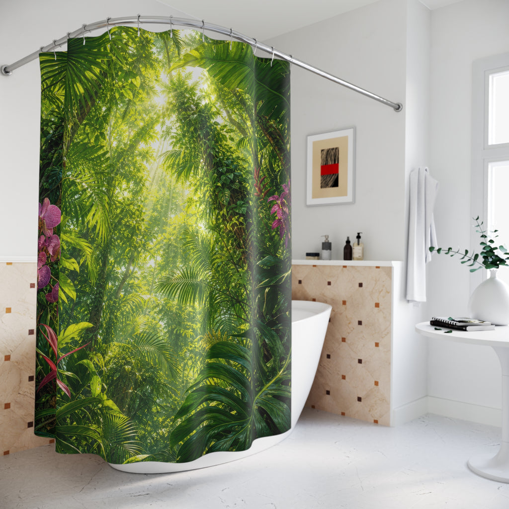 Rainforest Canopy Sunbeams Shower Curtain