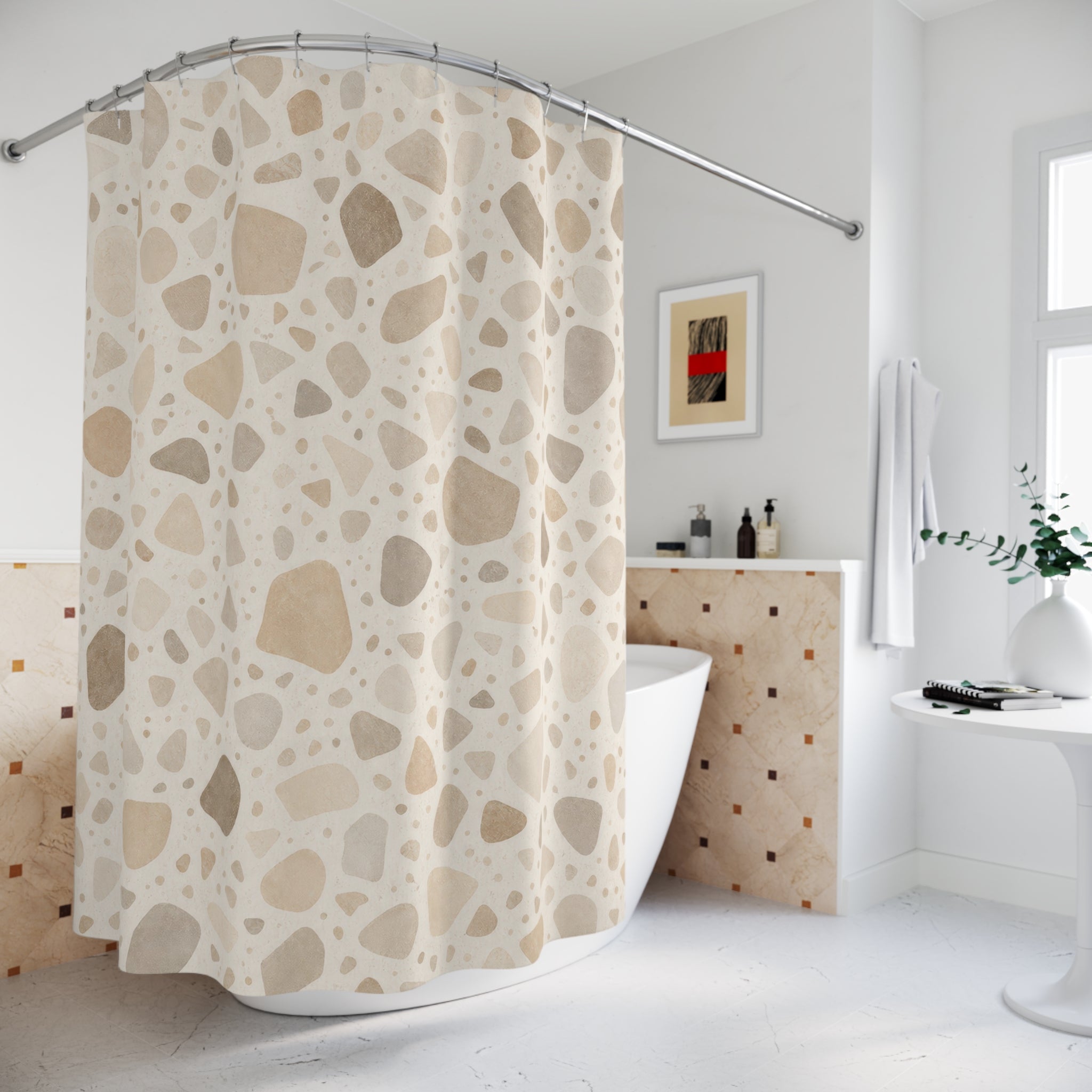 Beige Cream Stone Chip Shower Curtain