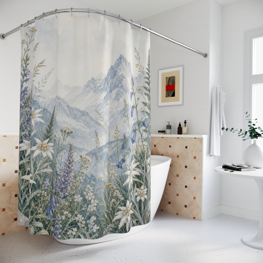 Alpine Wildflower Landscape Shower Curtain