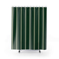 Forest Green Shower Curtain, Ticking Stripe Bath Decor, Dark Farmhouse Pinstripe Pattern, Guest Bathroom Style, Classic Green Stripe Style
