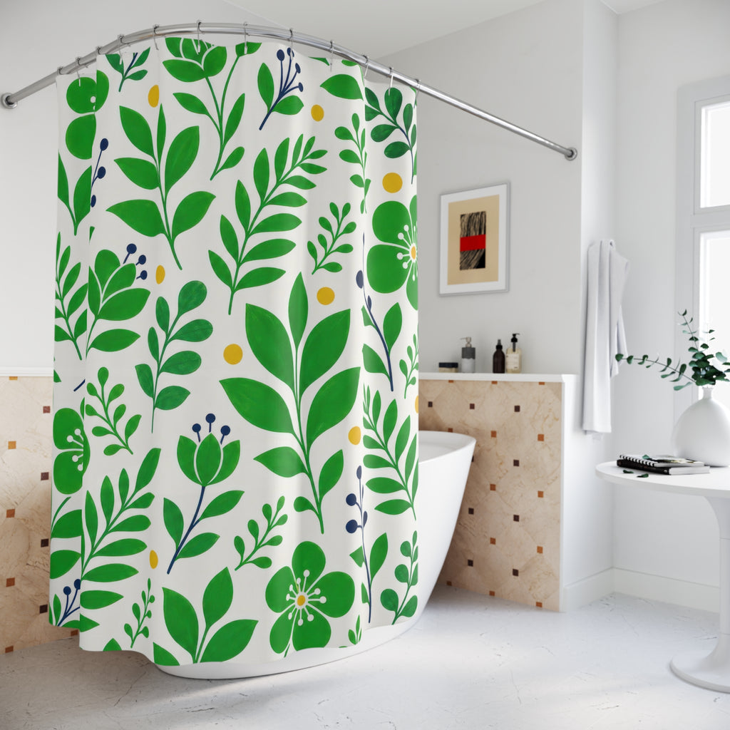 Bright Botanical Kelly Green Shower Curtain