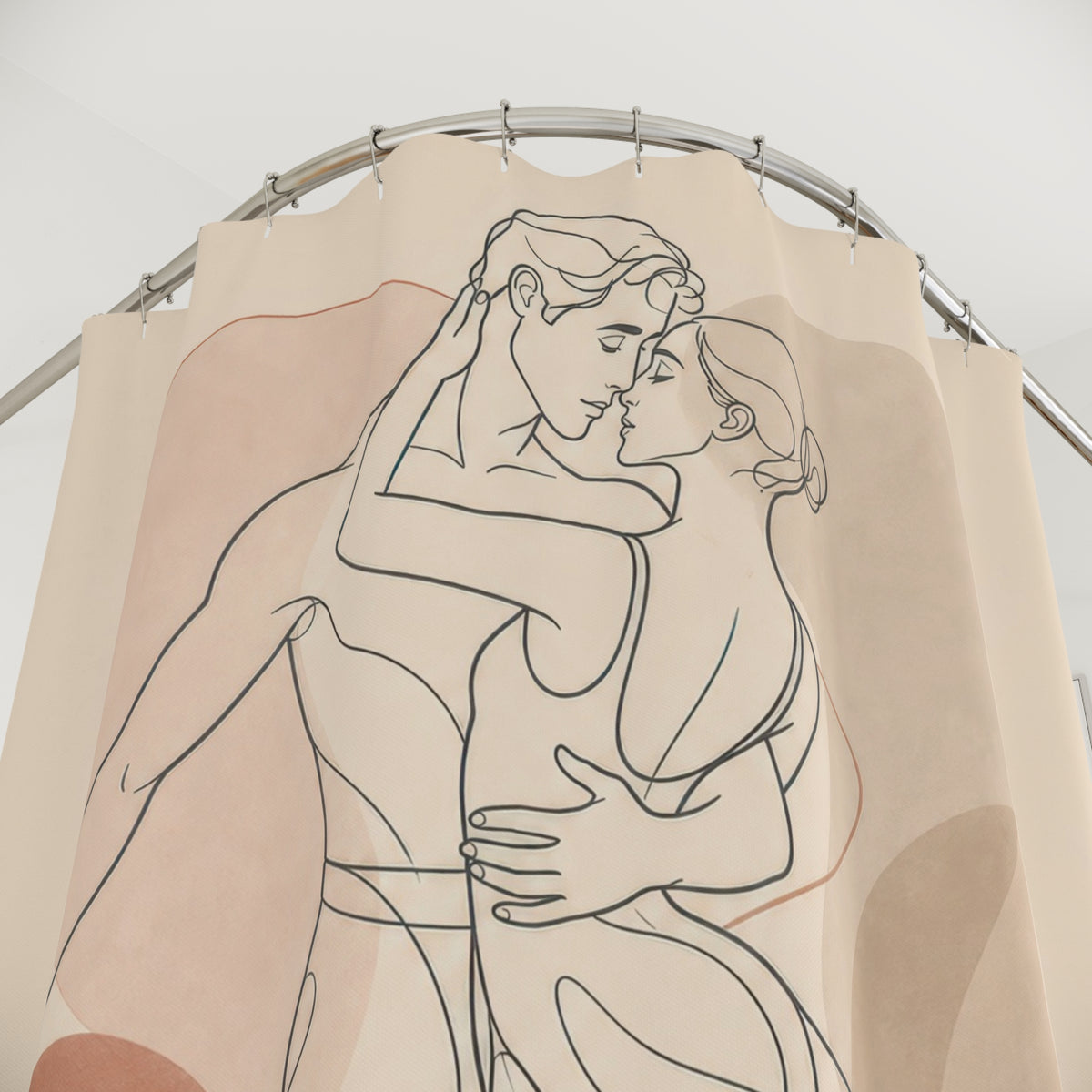 Embracing Couple Figure Line Art Shower Curtain