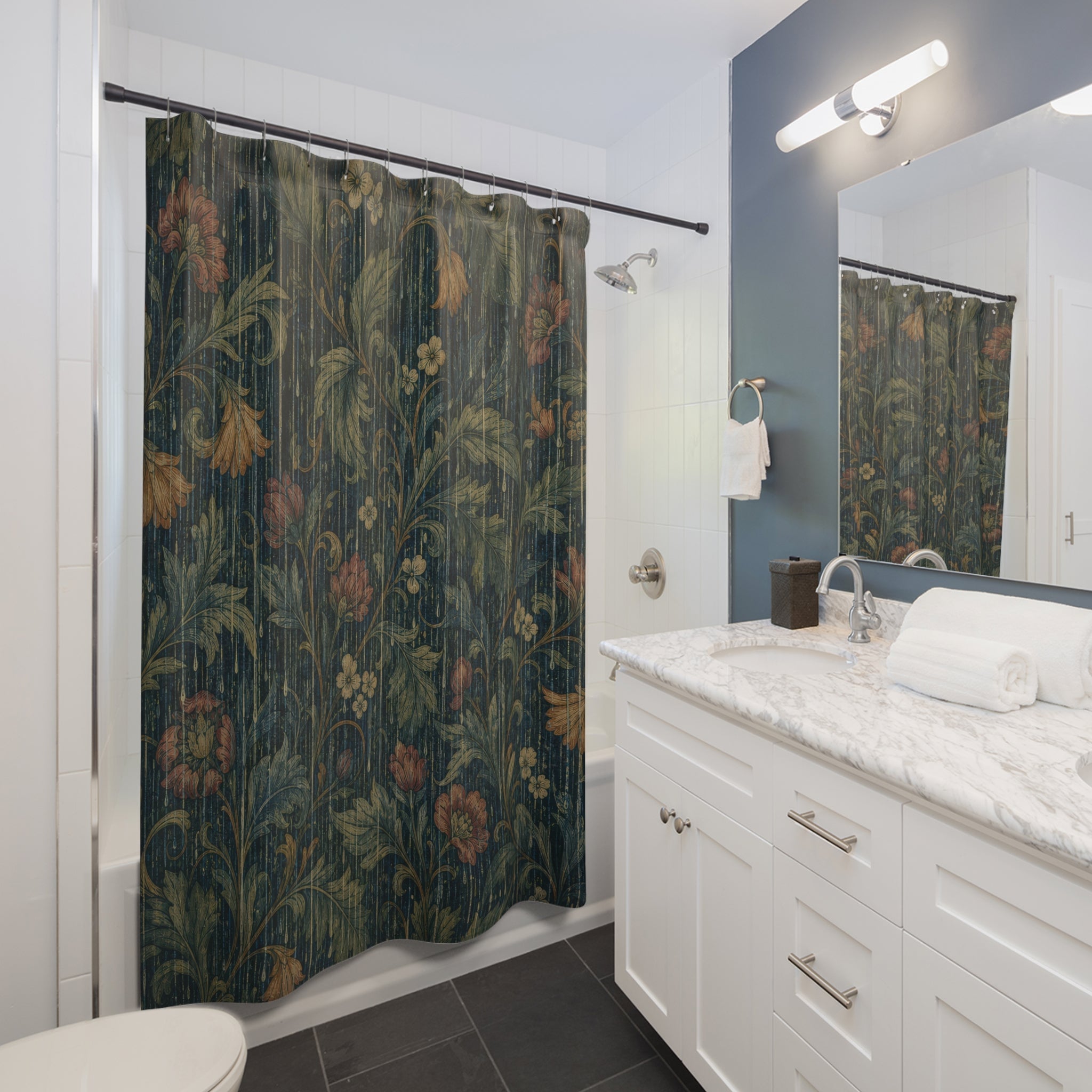 Arts and Crafts Rain Print Shower Curtain