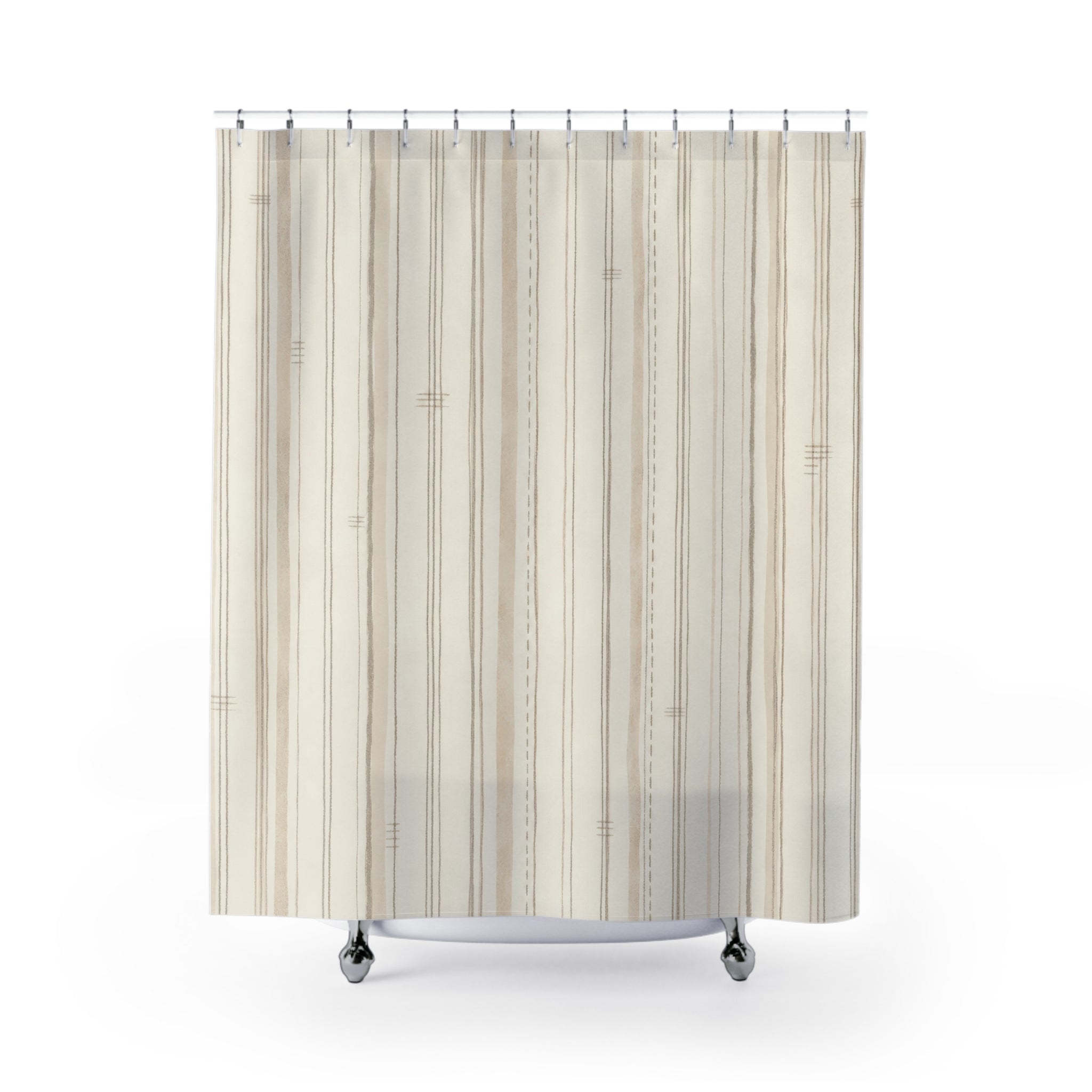 Cream Beige Fine Pinstripe Shower Curtain
