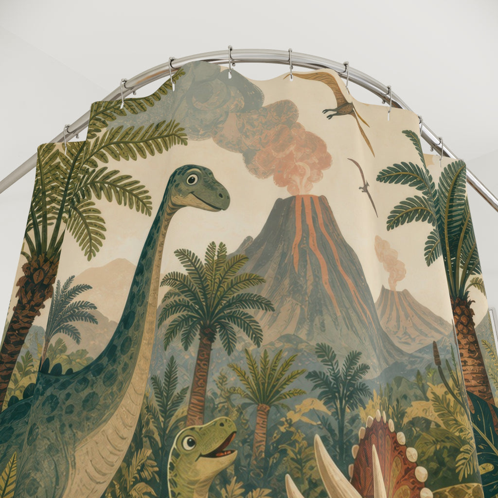 Prehistoric Dinosaur Garden Kids Shower Curtain