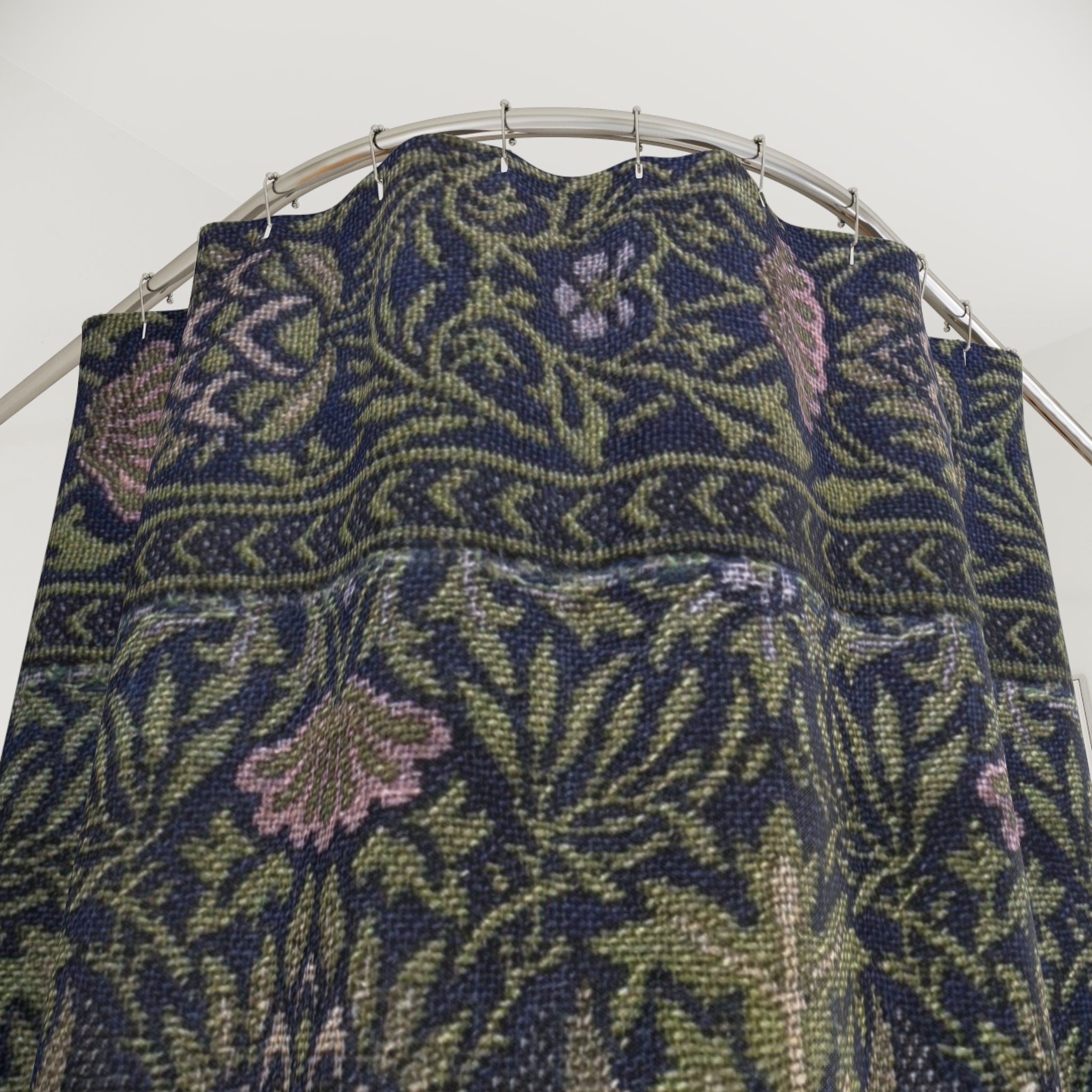Morris Artichoke Shower Curtain – Dark Blue-Green Botanical
