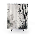 Black White Ink Landscape Shower Curtain