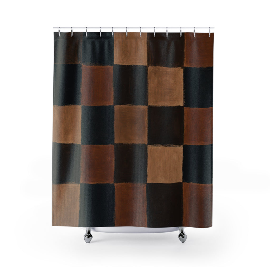 Black Brown Checkerboard Shower Curtain