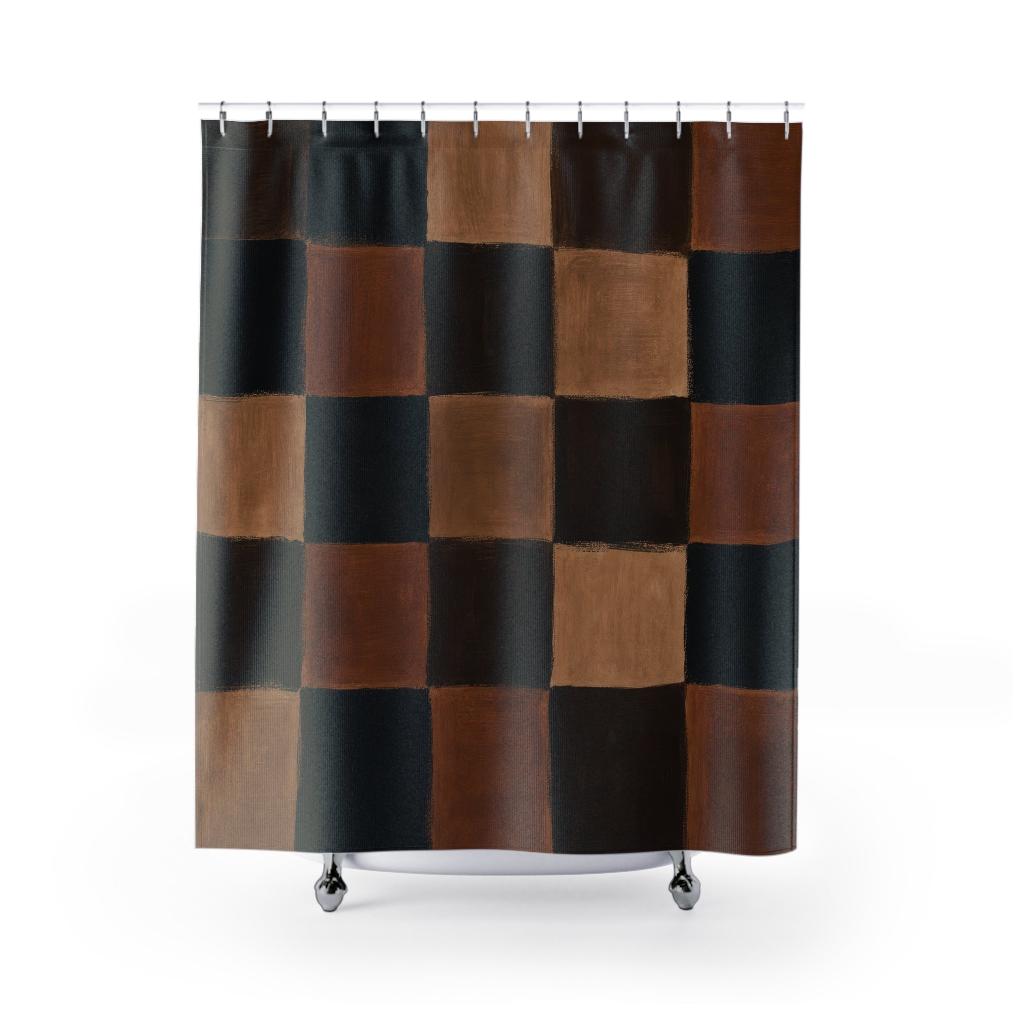 Black Brown Checkerboard Shower Curtain