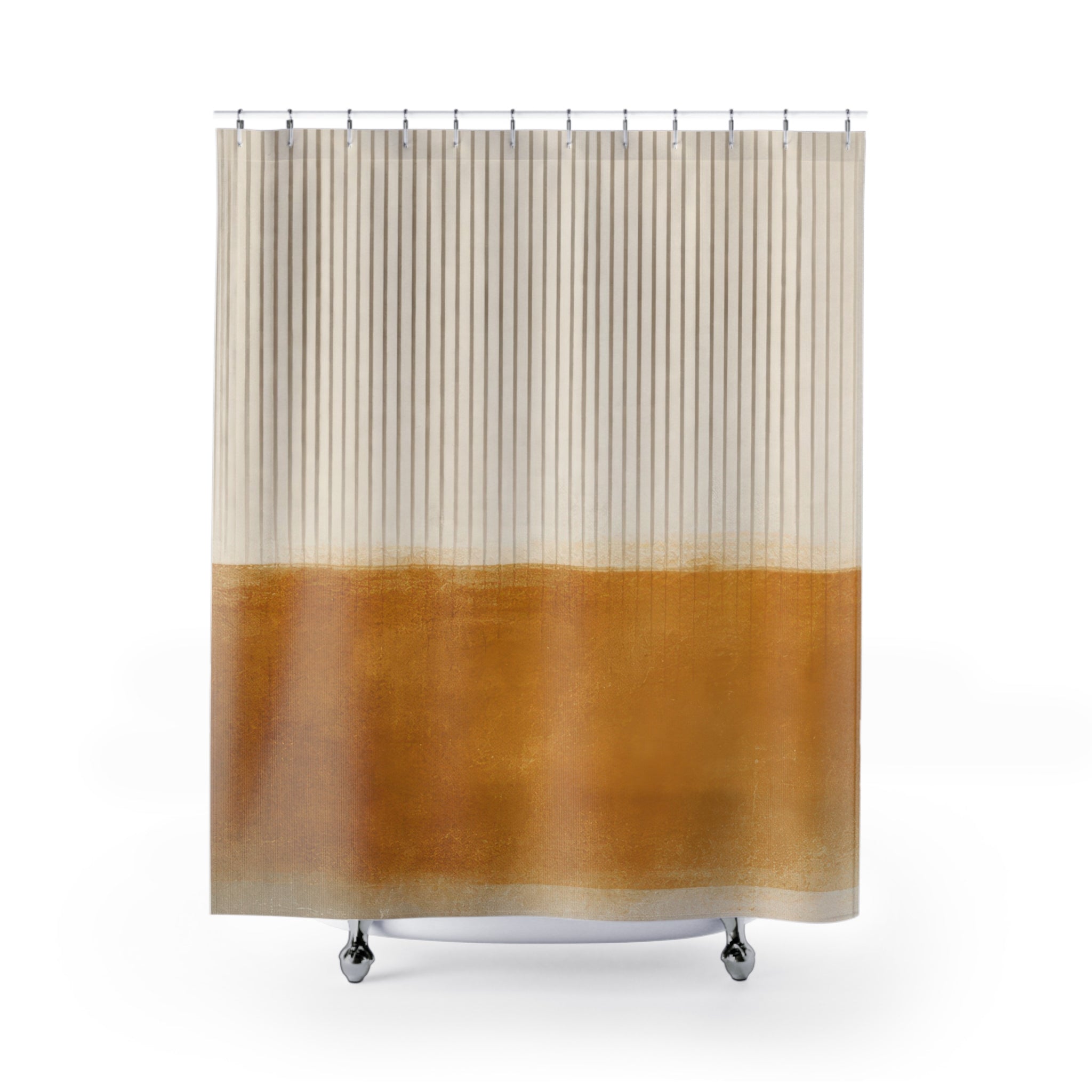 Minimalist Abstract Shower Curtain – Oat and Ochre