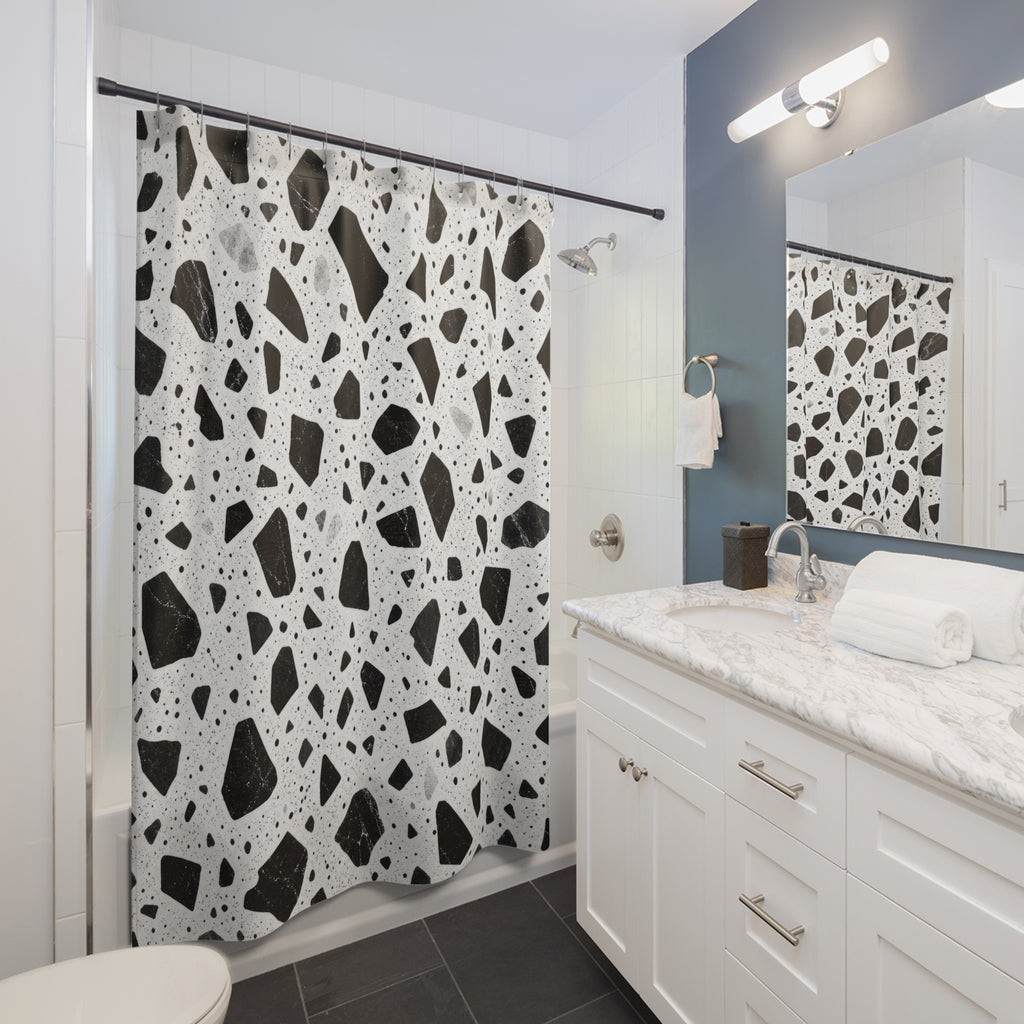 Black White Speckle Shower Curtain