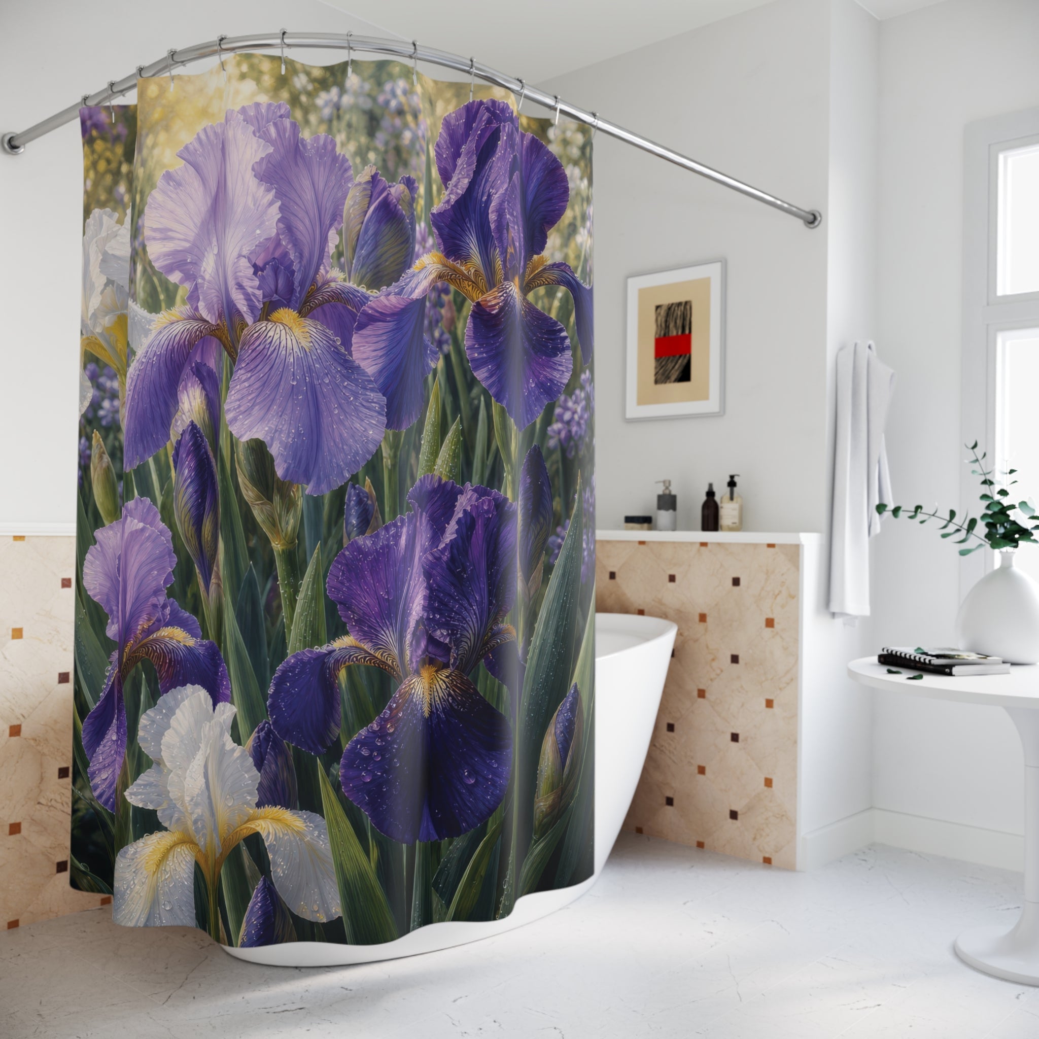 Iris Shower Curtain: Purple Floral Botanical