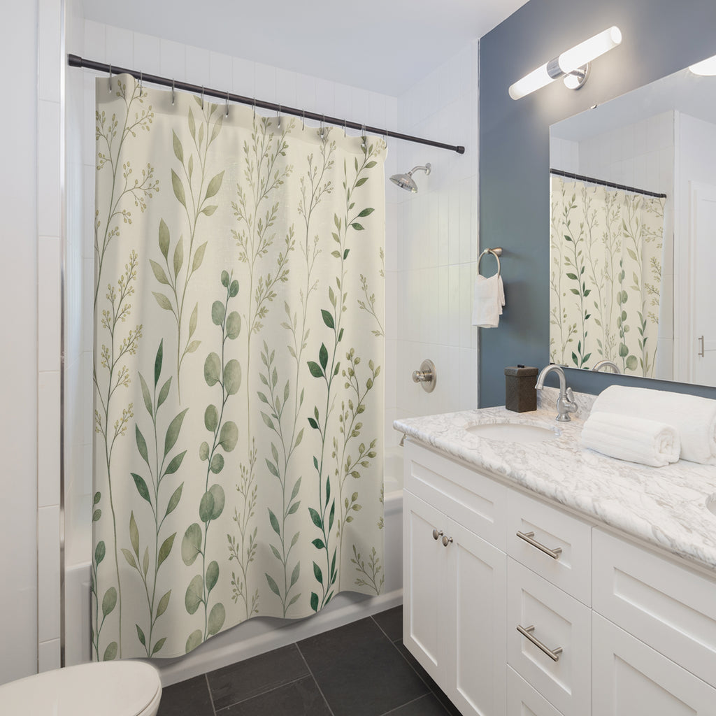 Delicate Leaf Stem Shower Curtain