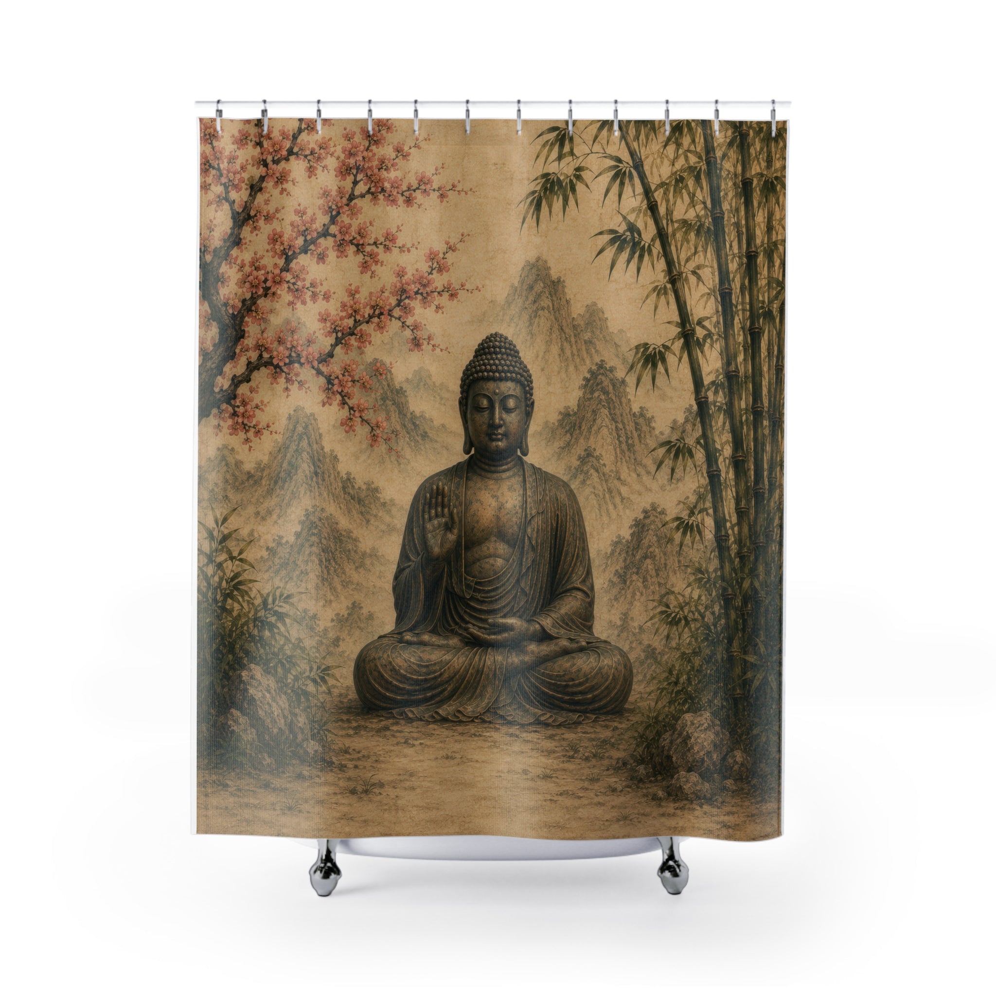 Buddha Shower Curtain: Zen Asian Wall
