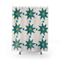 Moroccan Tile Shower Curtain: Teal Ivory Star