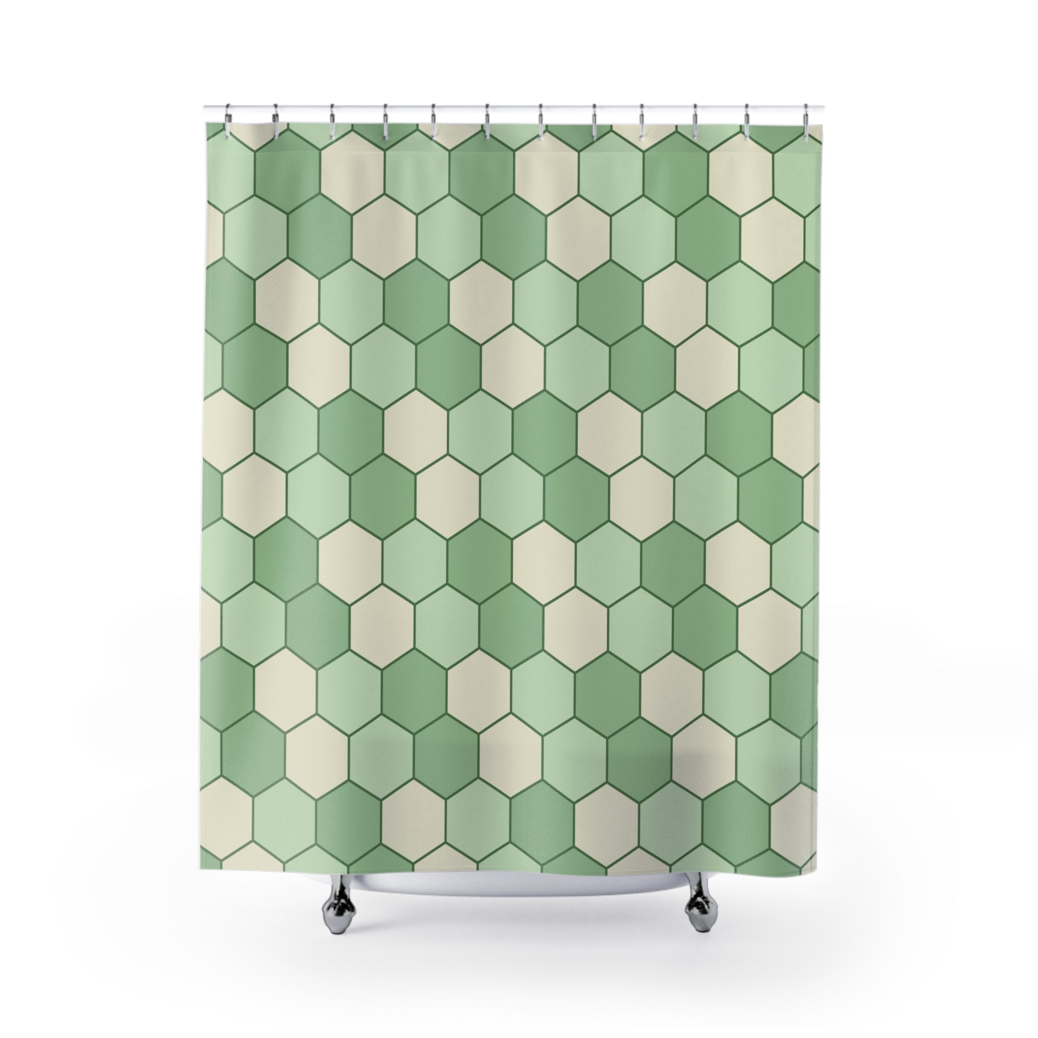 Light Green Shower Curtain: Honeycomb Geometry