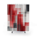 Red Gray Block Geometric Shower Curtain