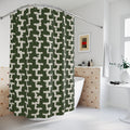Olive Green Greek Key Shower Curtain