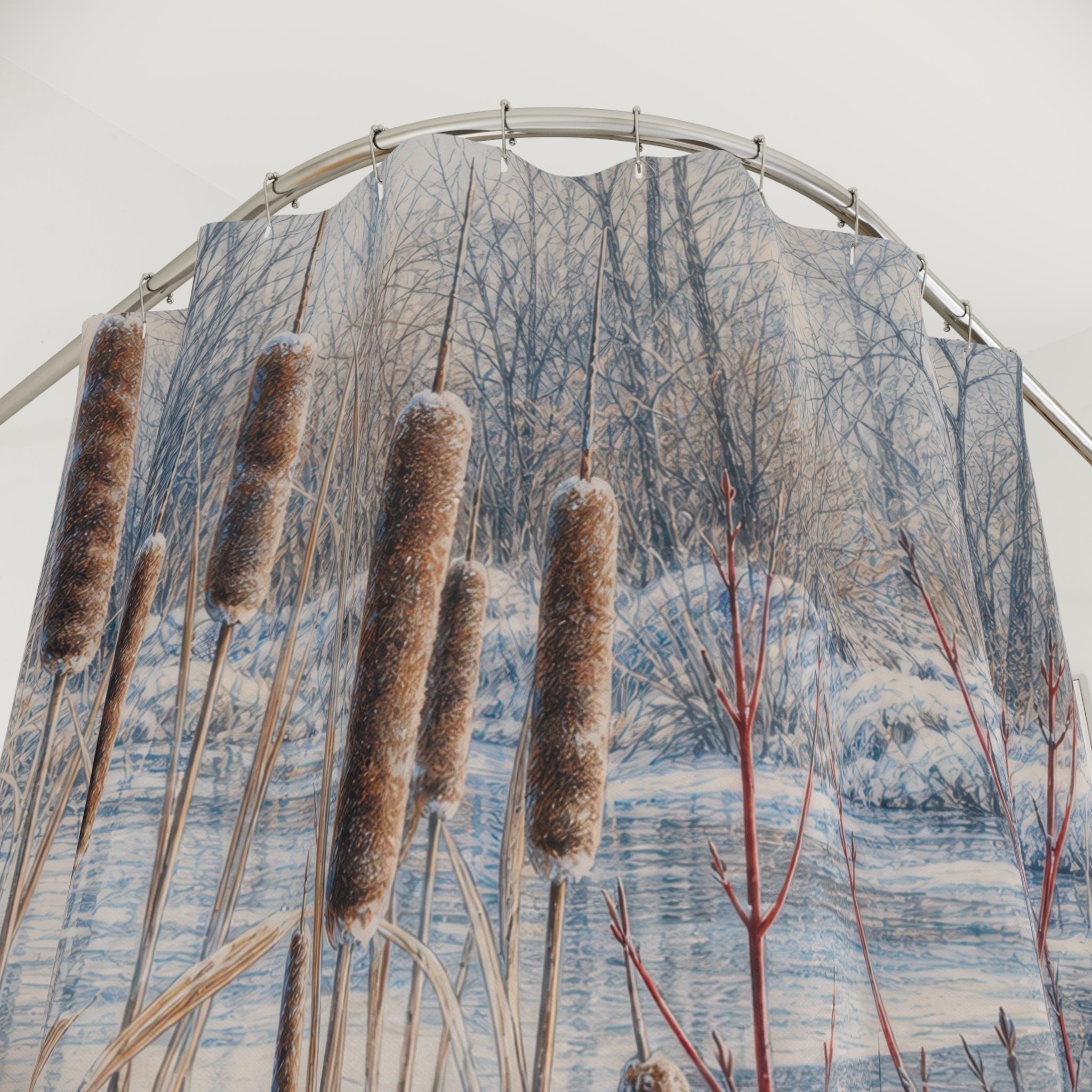 Pencil Winter Cattails Dogwood Shower Curtain