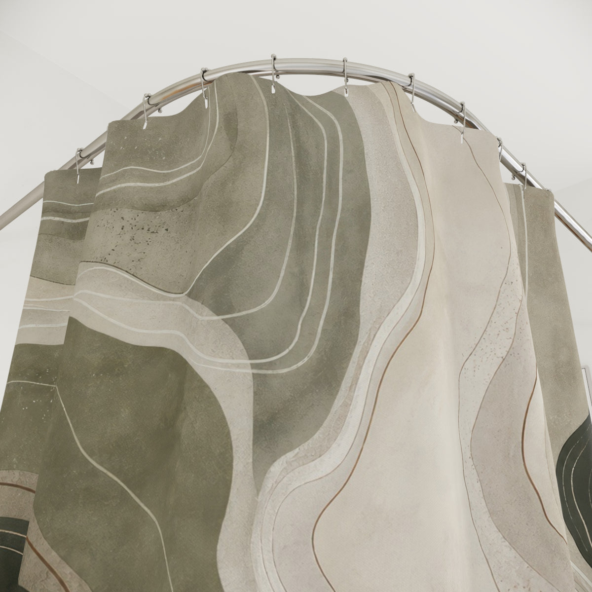 Sage Gray Topographic Line Shower Curtain
