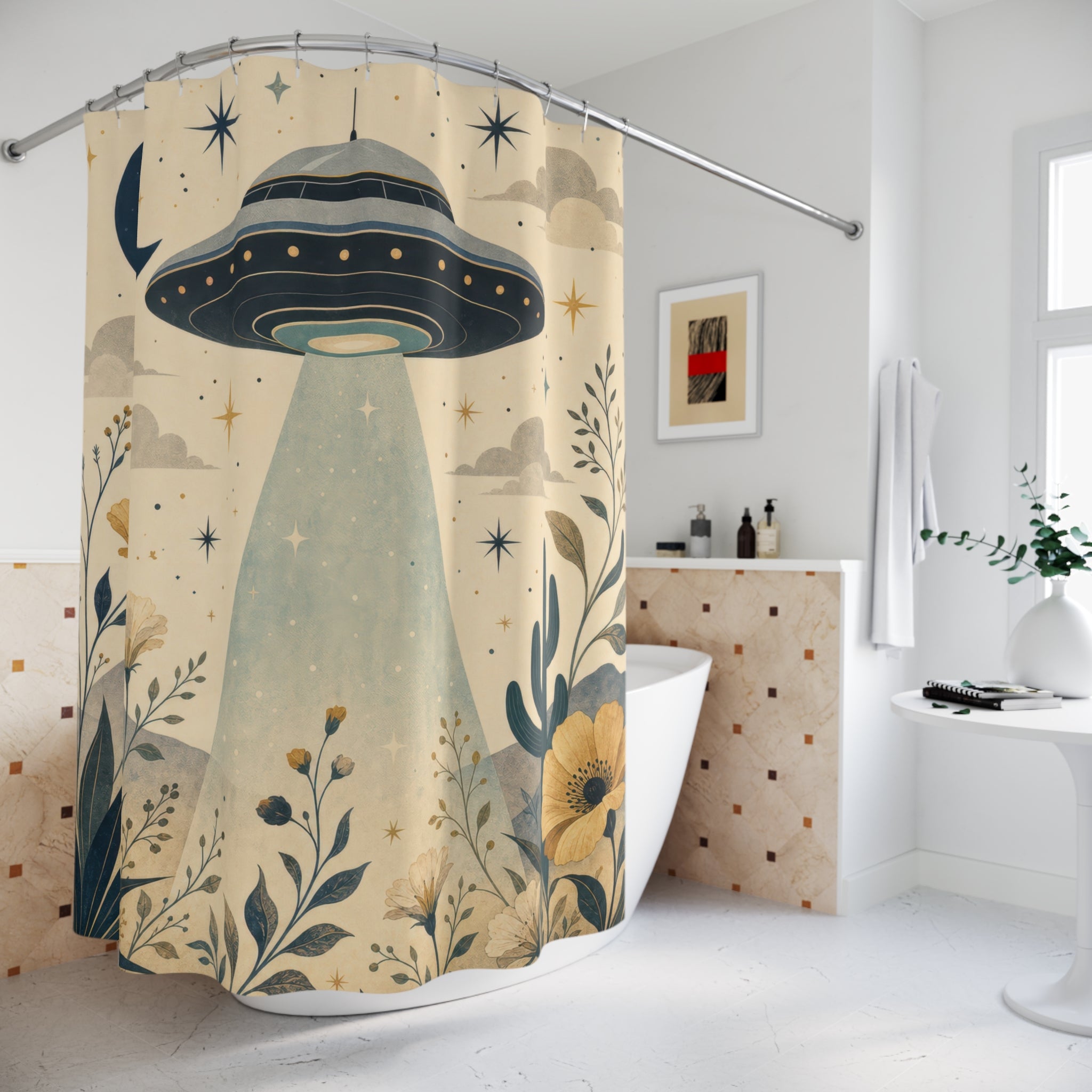 Space UFO Shower Curtain