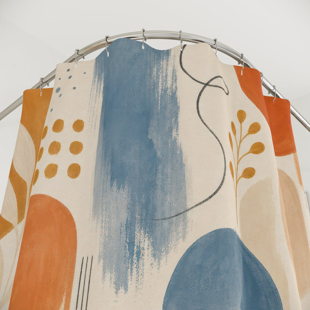 Orange Patterned Shower Curtain