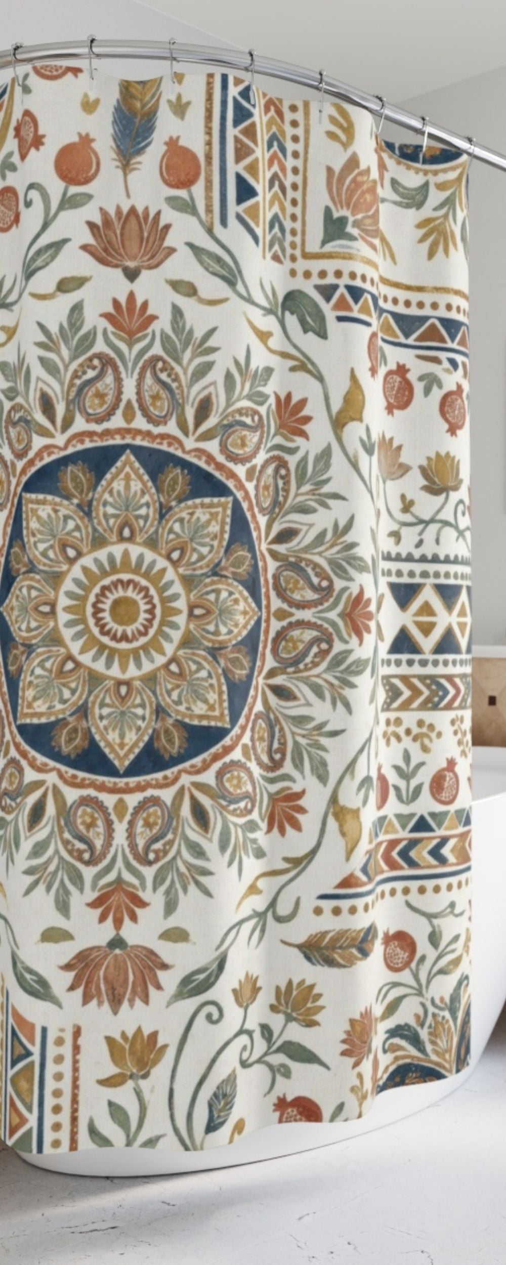 Boho Mandala Shower Curtain – Brown and Beige