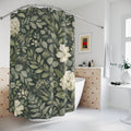 Green and Grey Botanical Shower Curtain – Sage Eucalyptus