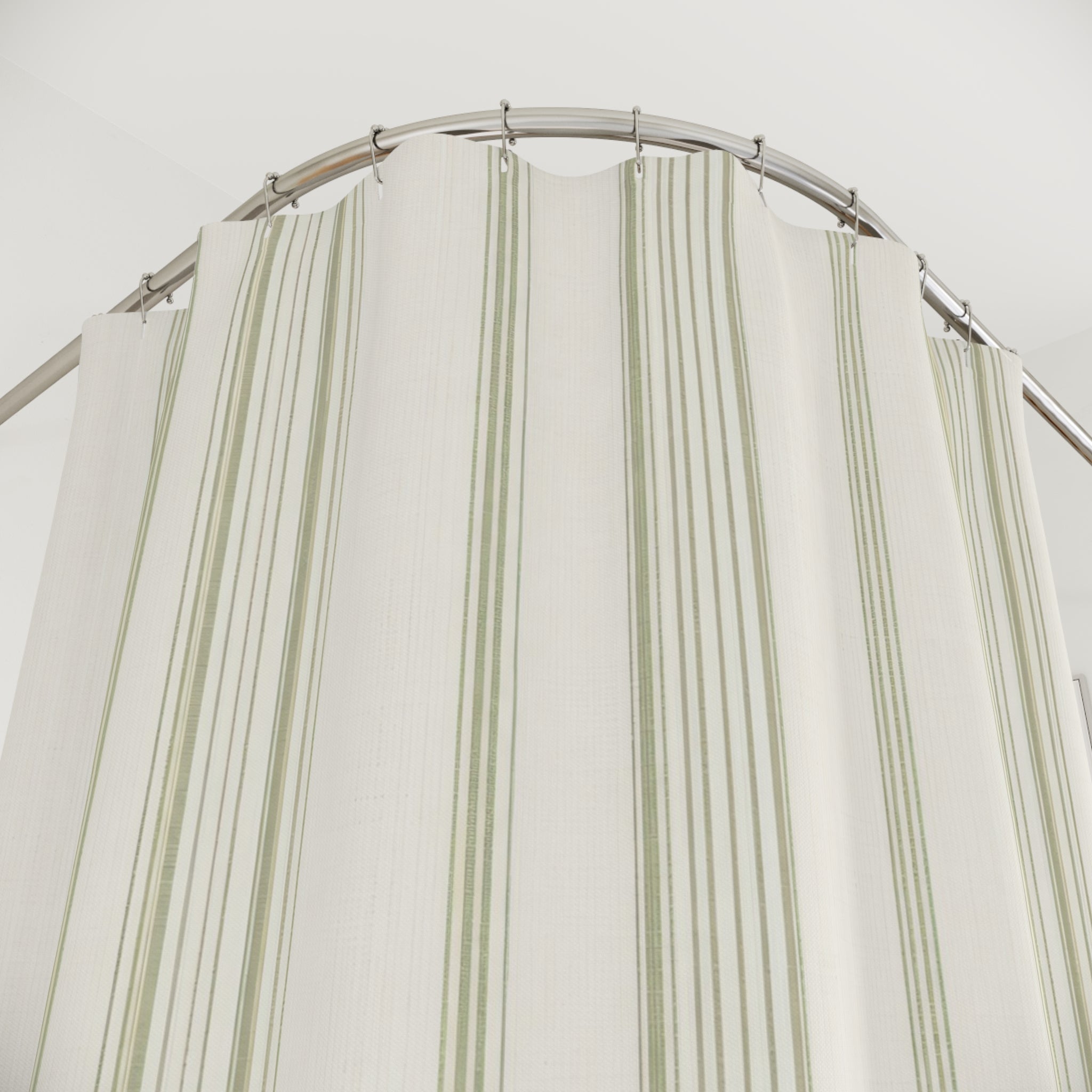Willow Green Pinstripe Shower Curtain