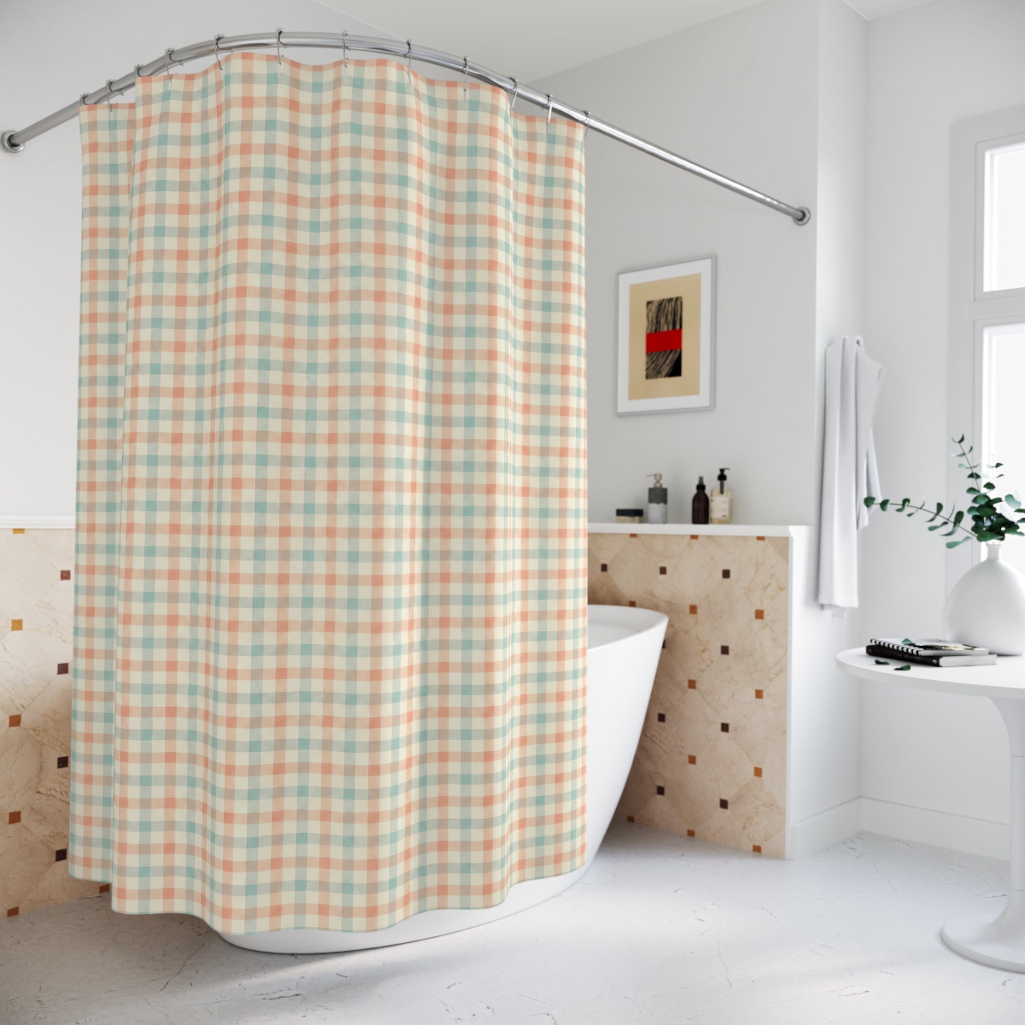 Multicolor Checkered Gingham Shower Curtain