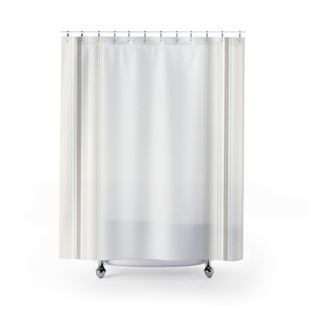 Side Border Beige Gray Stripe Shower Curtain