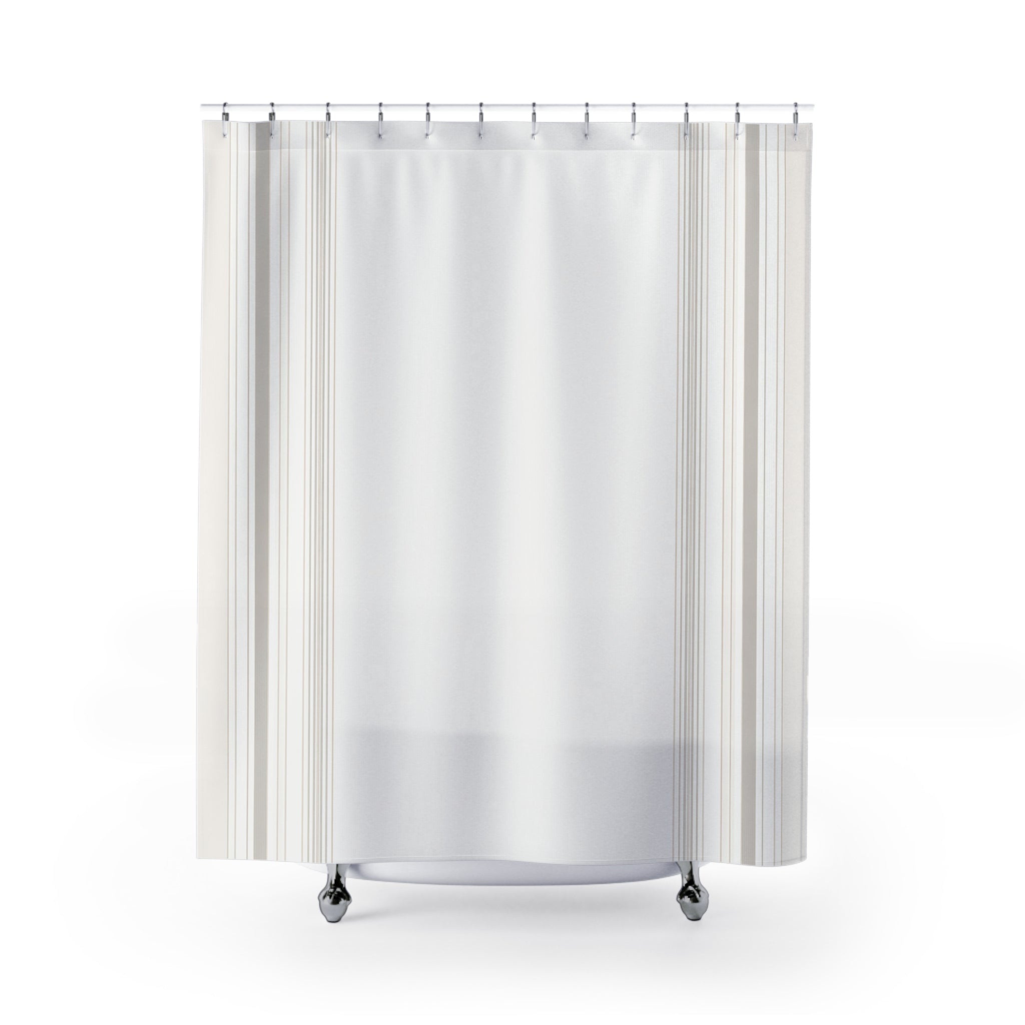 Side Border Beige Gray Stripe Shower Curtain