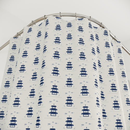 Blue & White Pagoda Shower Curtain – Chinoiserie