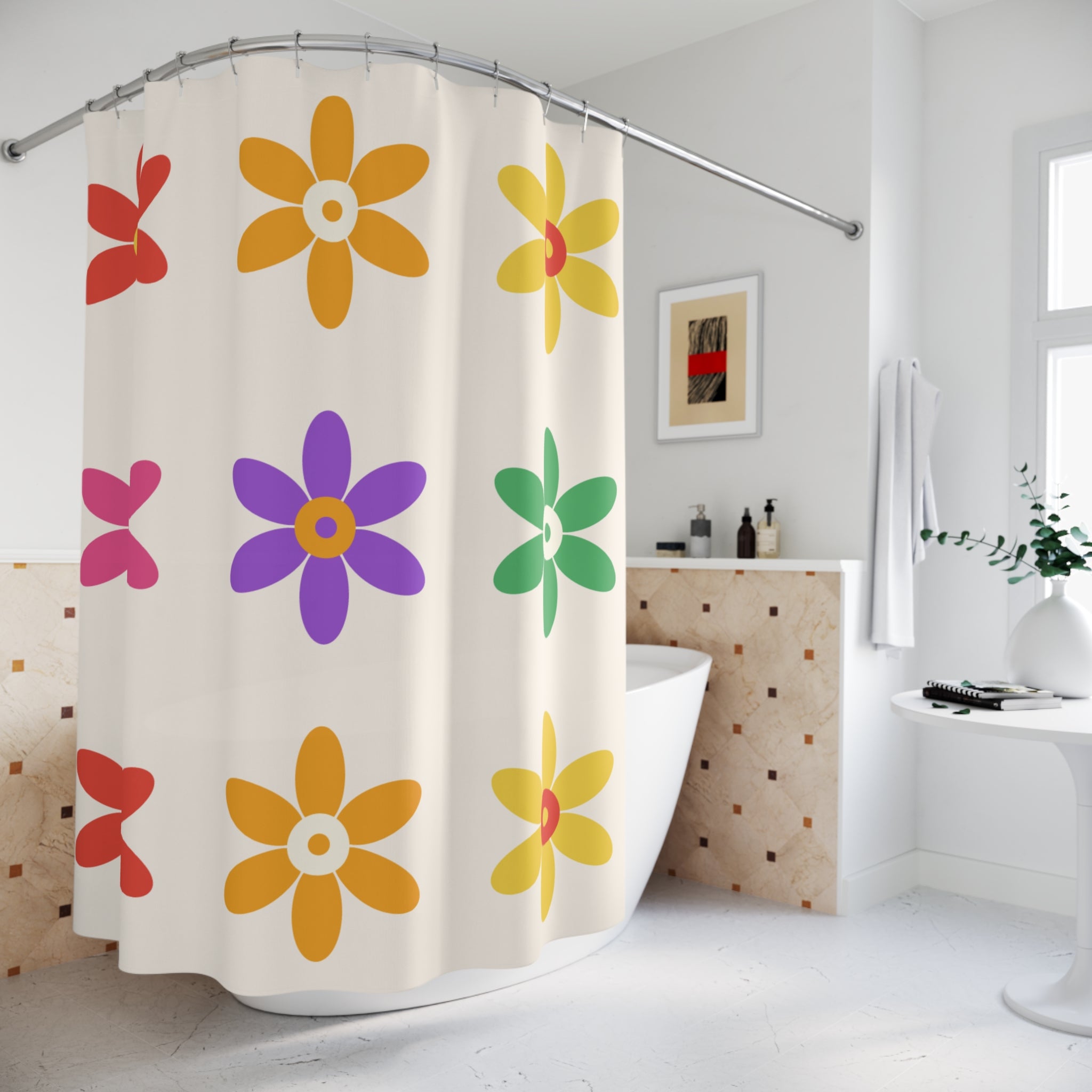 Flower Power Shower Curtain: Retro Daisy