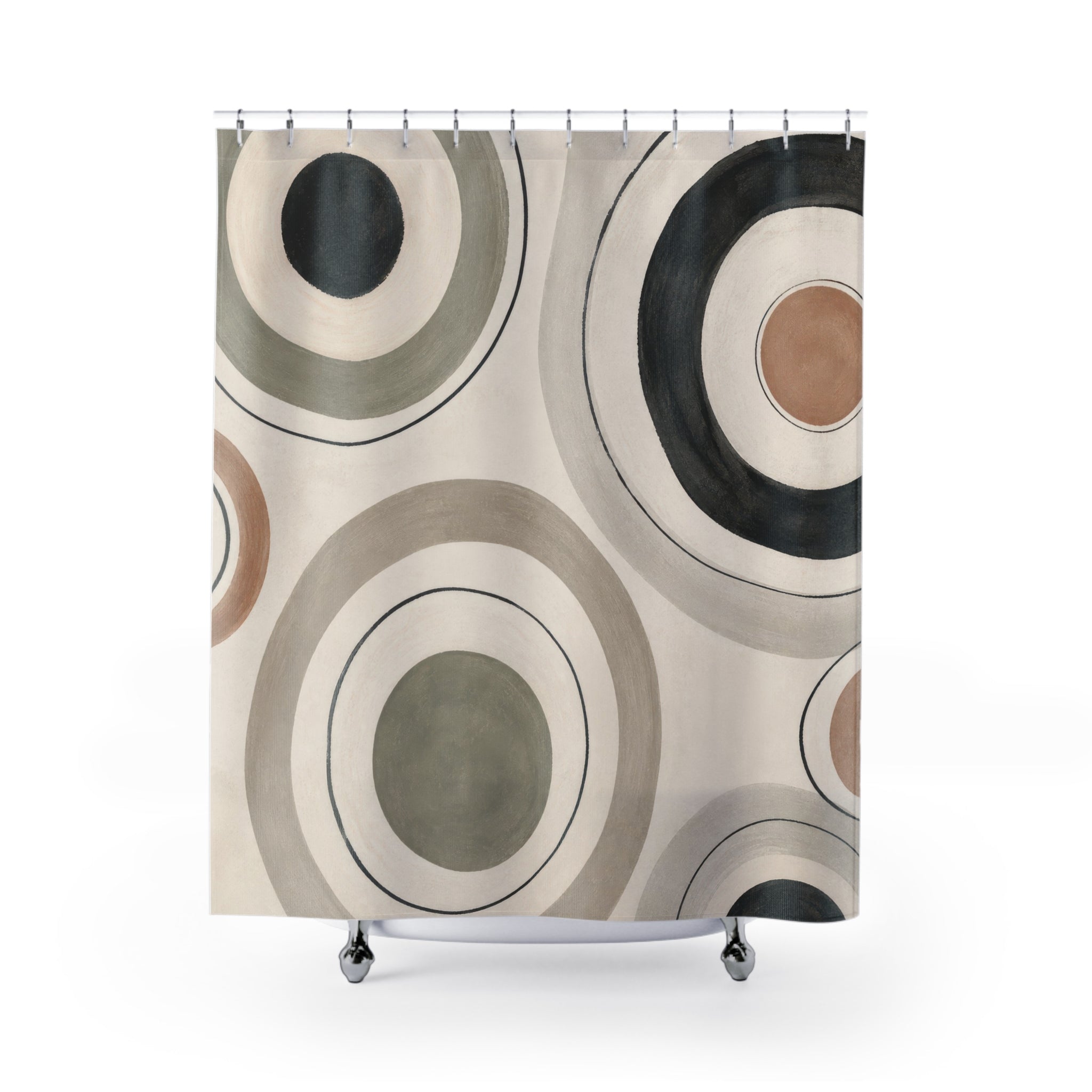 Black Beige Concentric Circle Shower Curtain