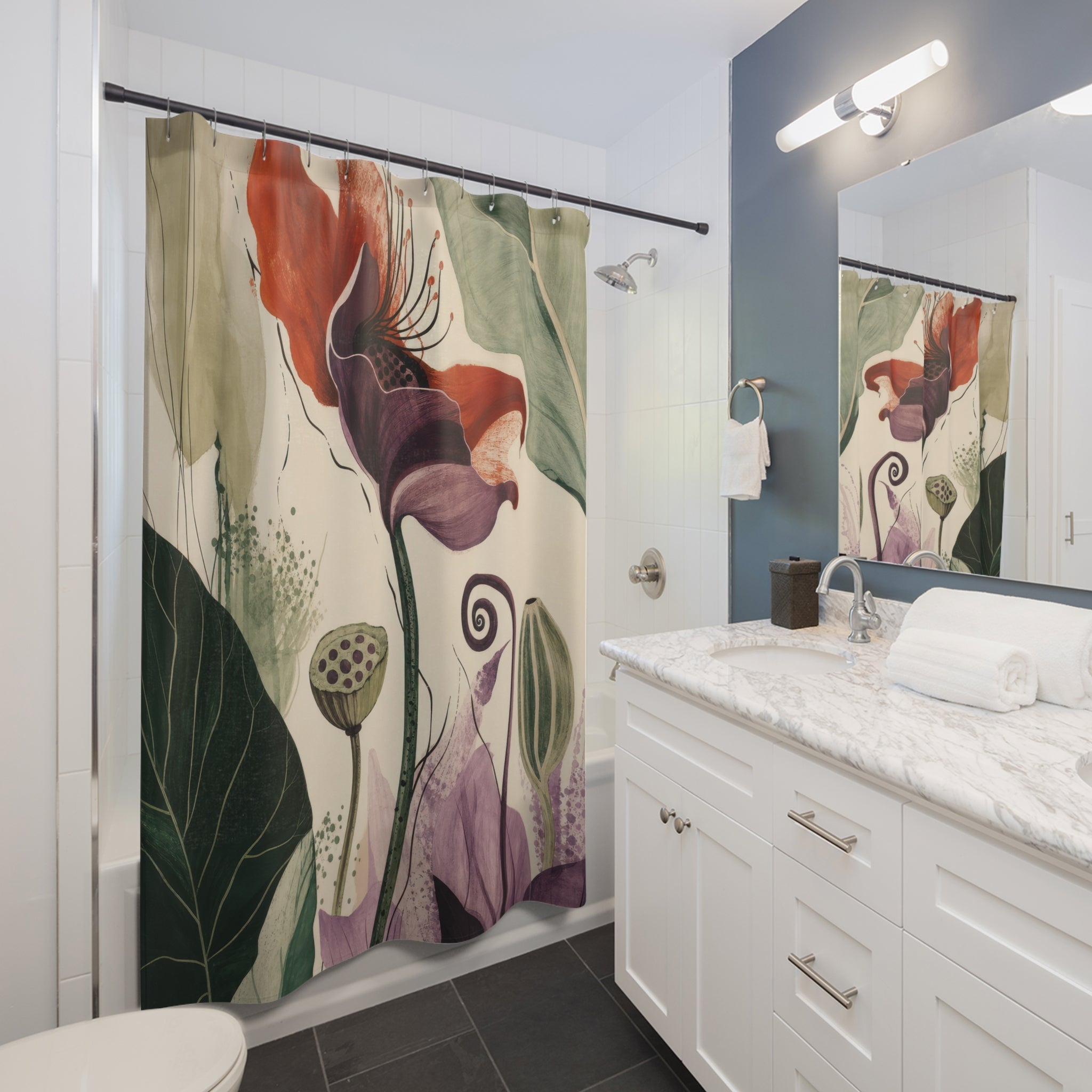 Editorial Botanical Designer Shower Curtain