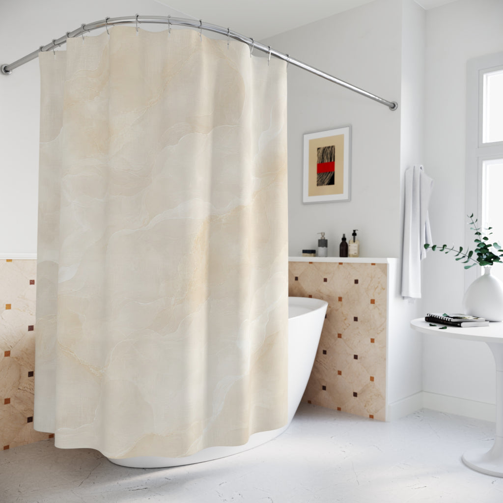Abstract Shower Curtain, Cream Beige Bath Decor, Cloudy Neutral Pattern, Elegant Modern Guest Bathroom Decor, Soft Modern Neutral Style