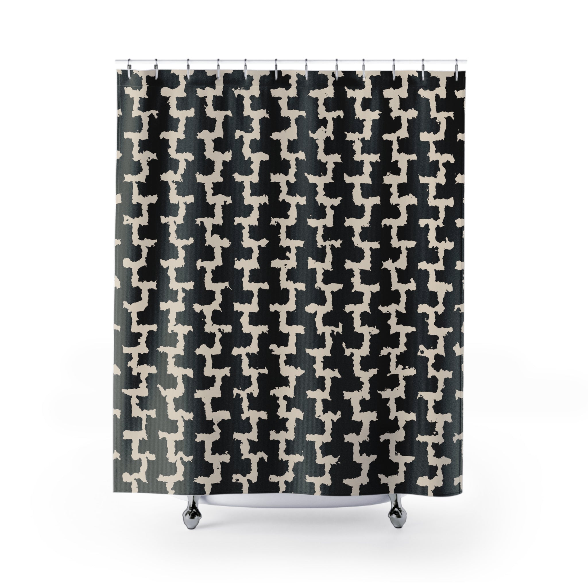 Black and Beige Greek Key Shower Curtain