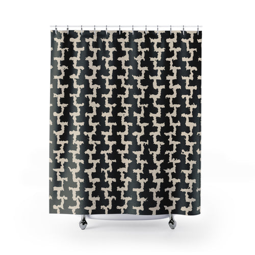 Black and Beige Greek Key Shower Curtain