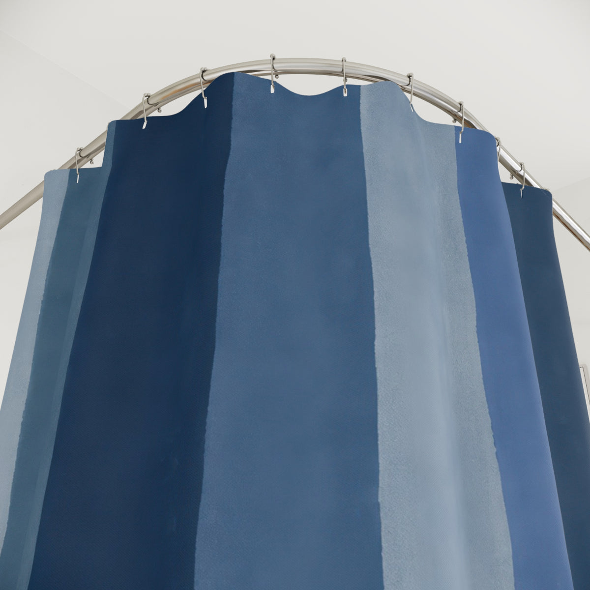 Muted Navy Slate Vertical Bands Shower Curtain