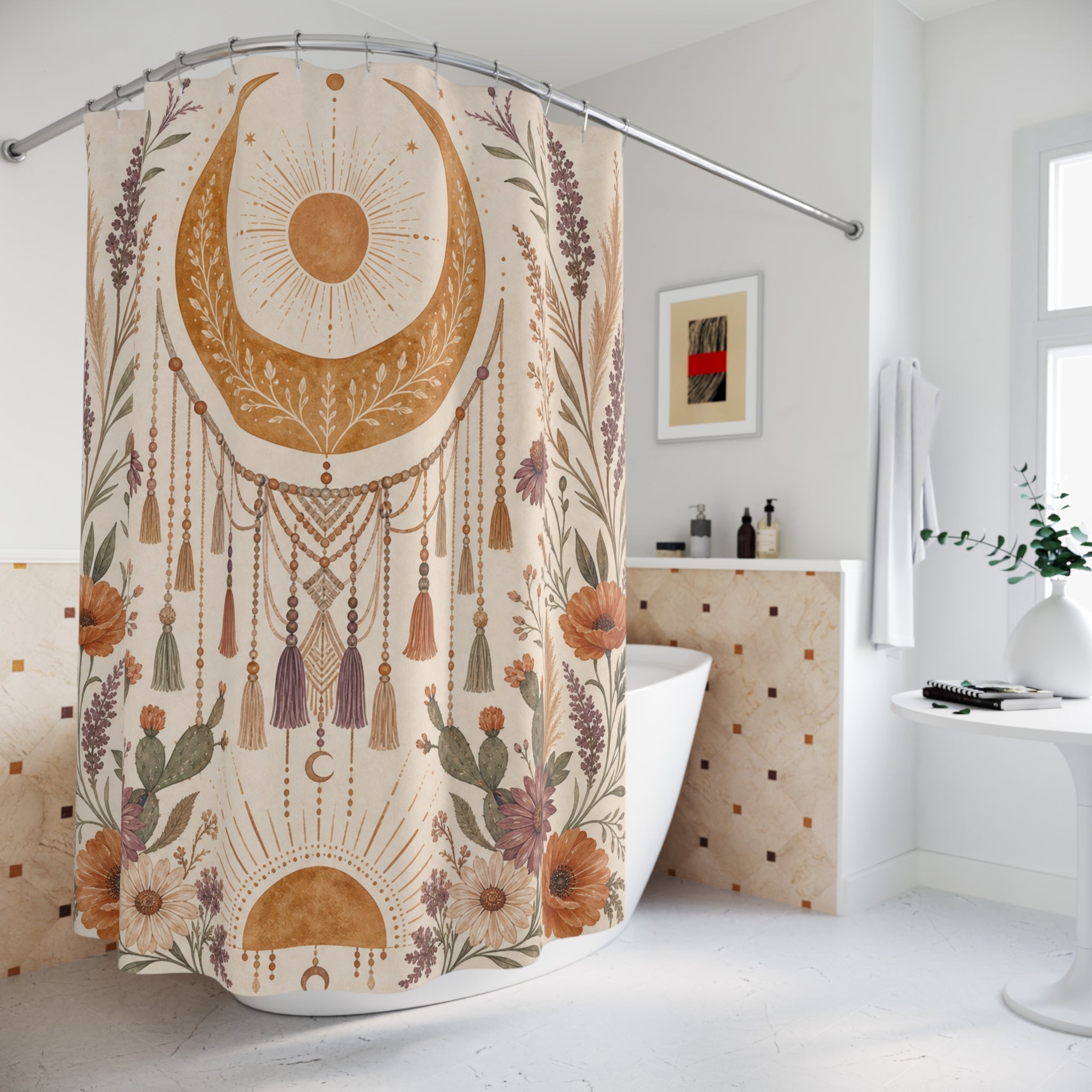 Boho Moon Shower Curtain