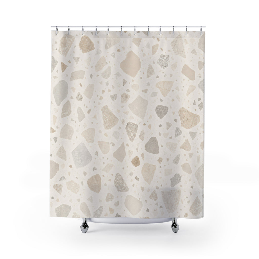 Off White Beige Stone Chip Shower Curtain