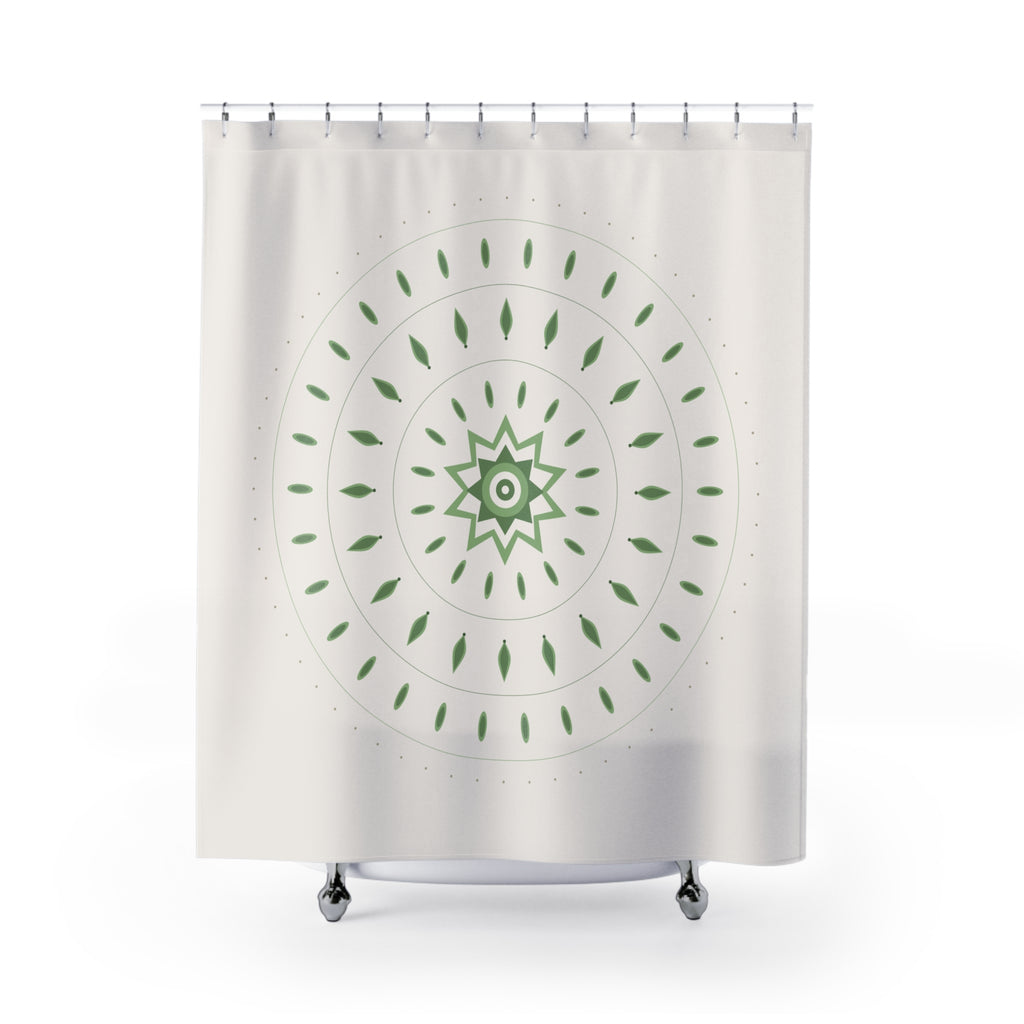 Sage Green Mandala Shower Curtain – Lotus Bloom