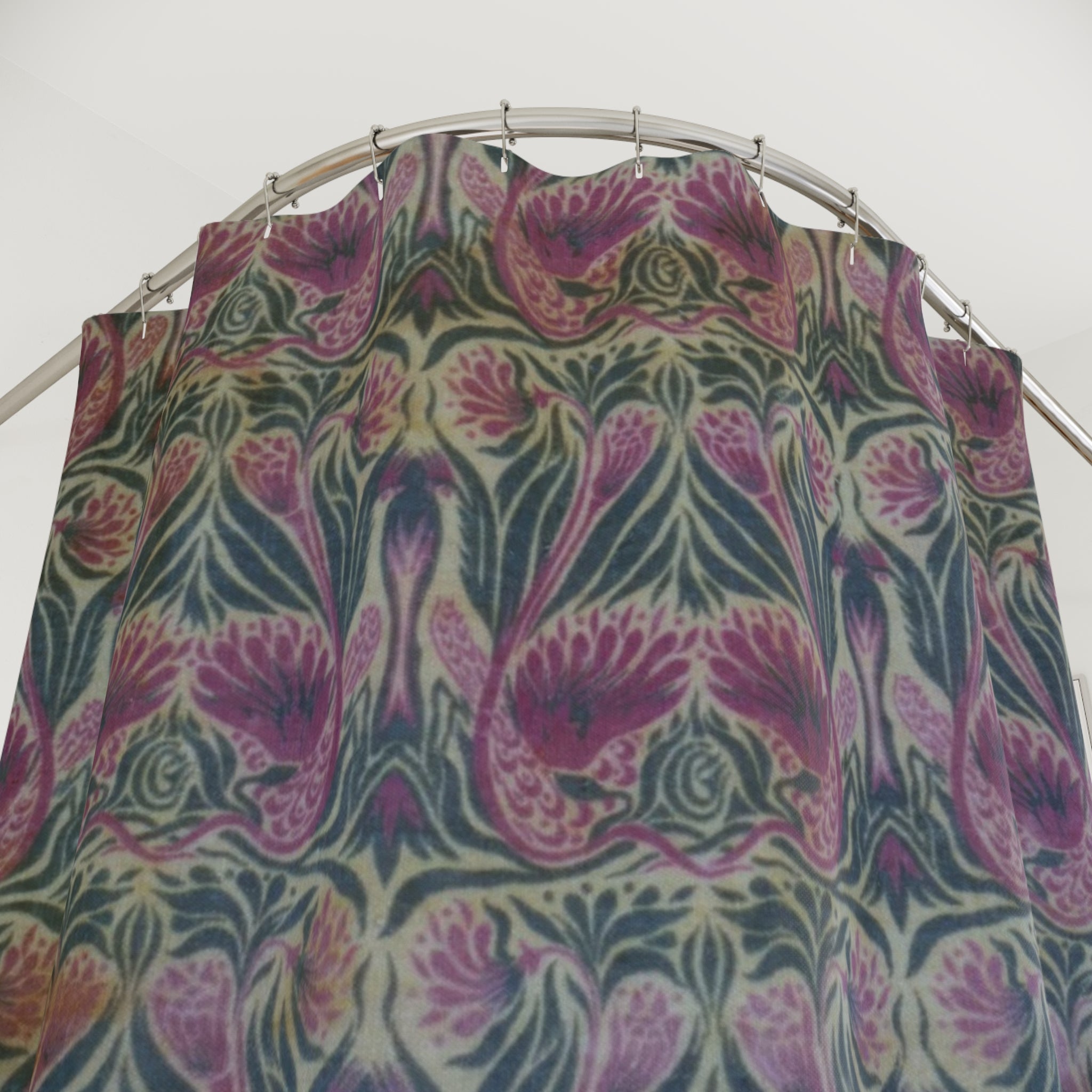 Mackmurdo Peacock Shower Curtain – Teal & Magenta