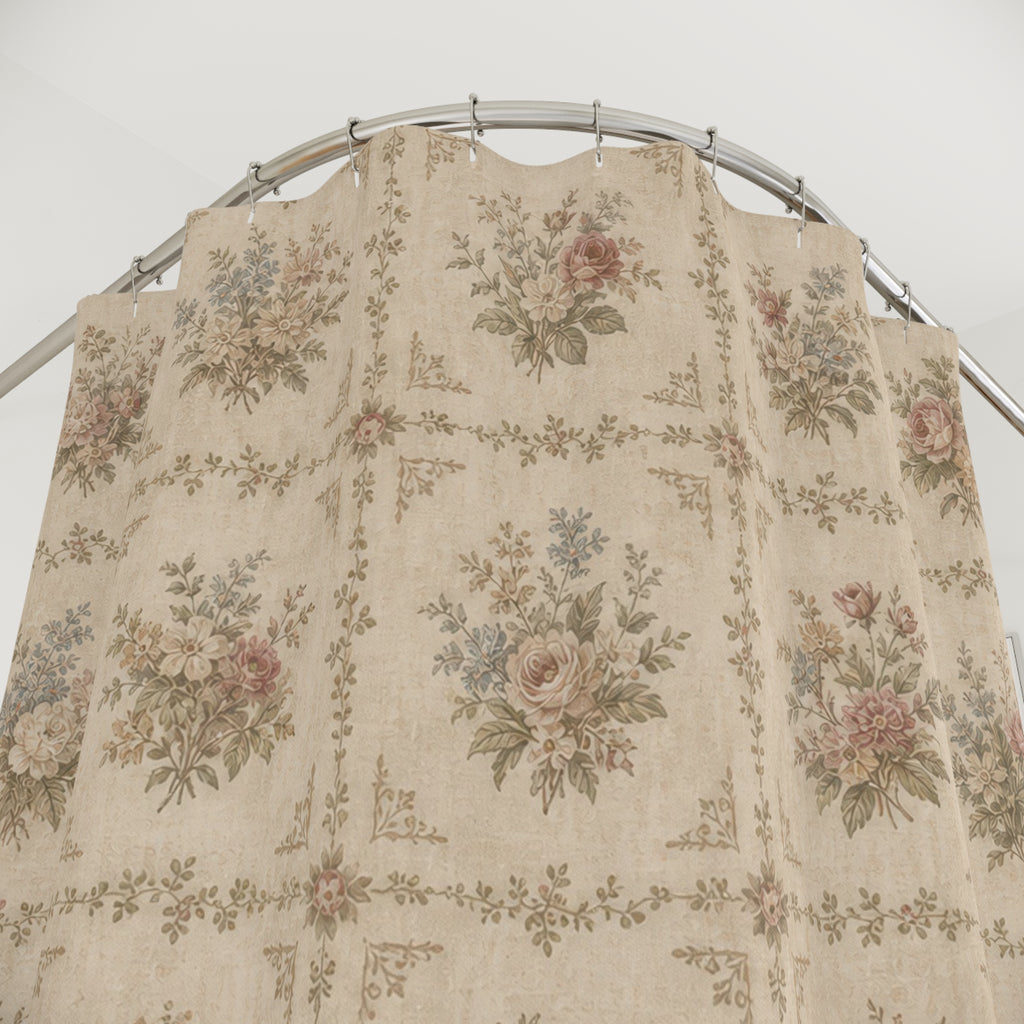 Vintage Floral Tile Shower Curtain