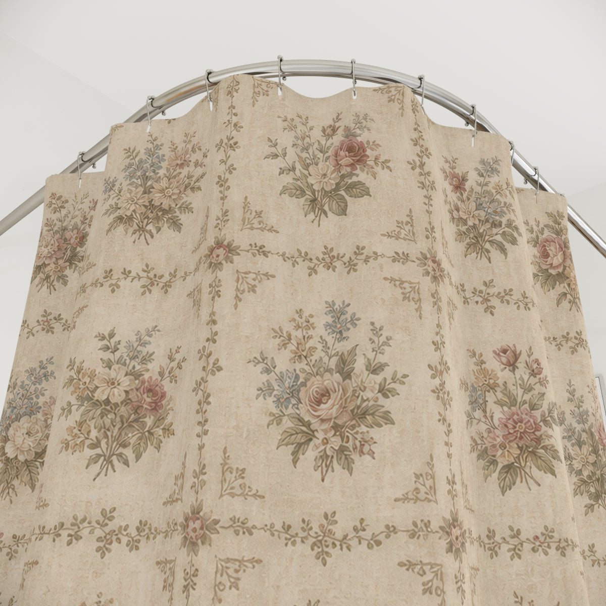 Vintage Floral Tile Shower Curtain