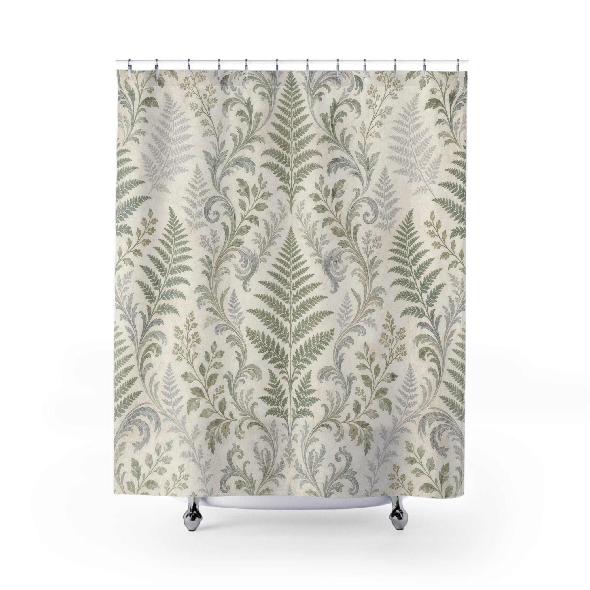 Sage Fern Damask Shower Curtain