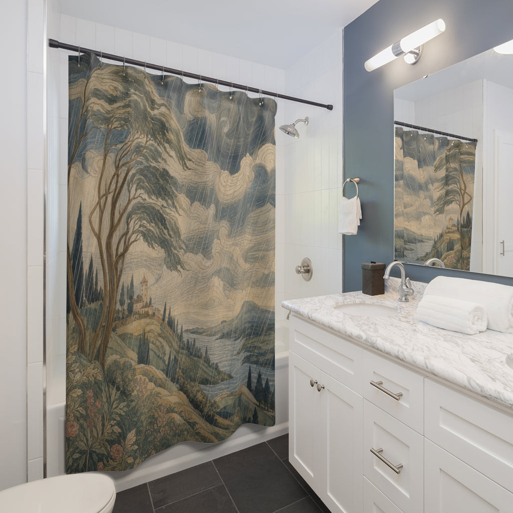 Wind Bent Landscape Print Shower Curtain