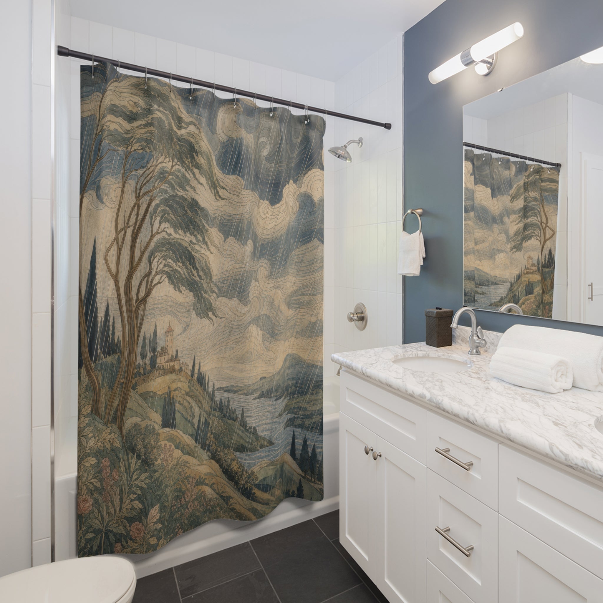 Wind Bent Landscape Print Shower Curtain